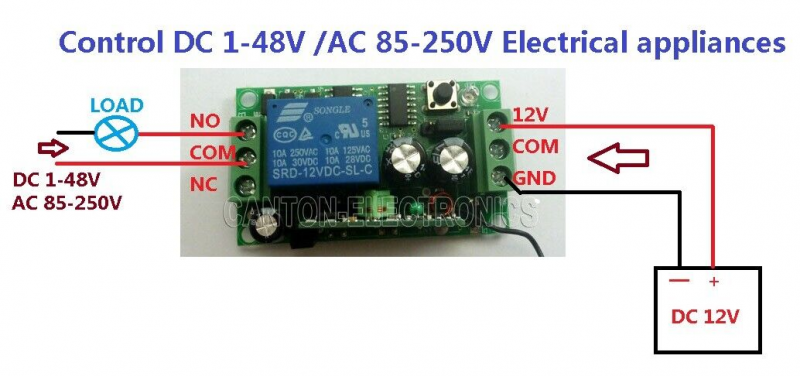 AK029 1PCS Wireless Key Fob 4PCS DC12V 1 Chanel Receiver Relay Modules 433.92MHZ