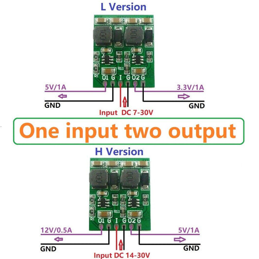 ND4012DA 10W Dual Channel DC-DC Step-Down Buck Converter Board DC 7-30V to 3.3V 5V 12V