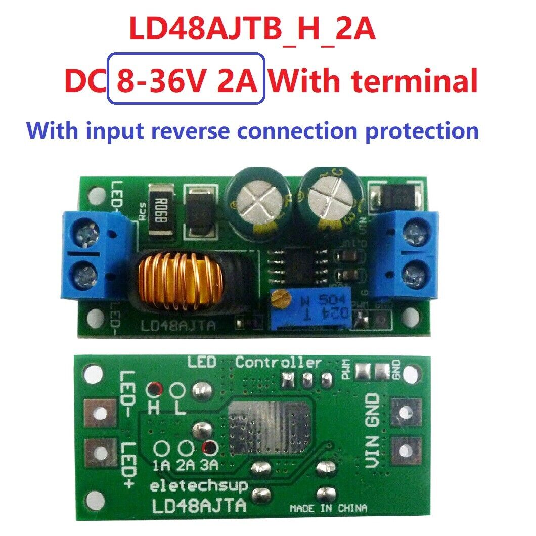 72W 2A DC 8-36V Adjustable Constant Current High Brightness LED Driver PWM