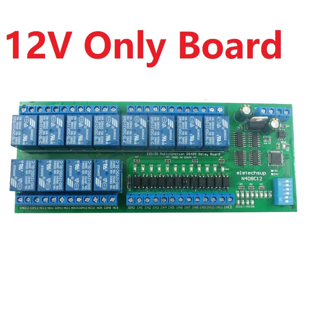 N4D8C12 12ch Digital IO UART RS485 Relay Module Modbus RTU DIN35 C45 Rail Box PLC PTZ