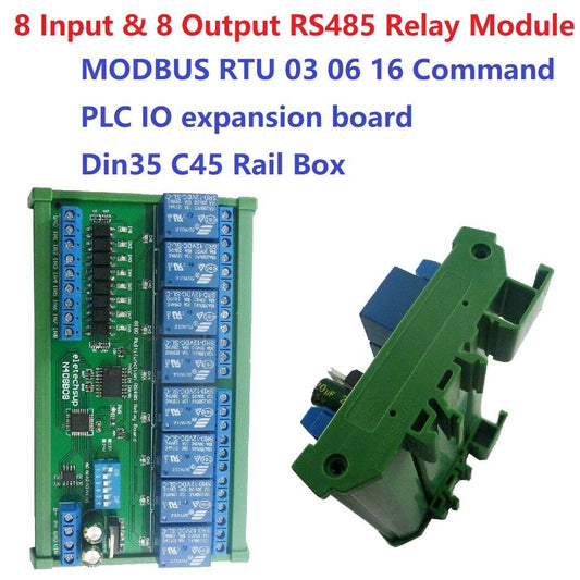 N4D8B08 DC 12V 24V 8I8O Multifunction Modbus RTU Relay Module Support 03 06 16 Function