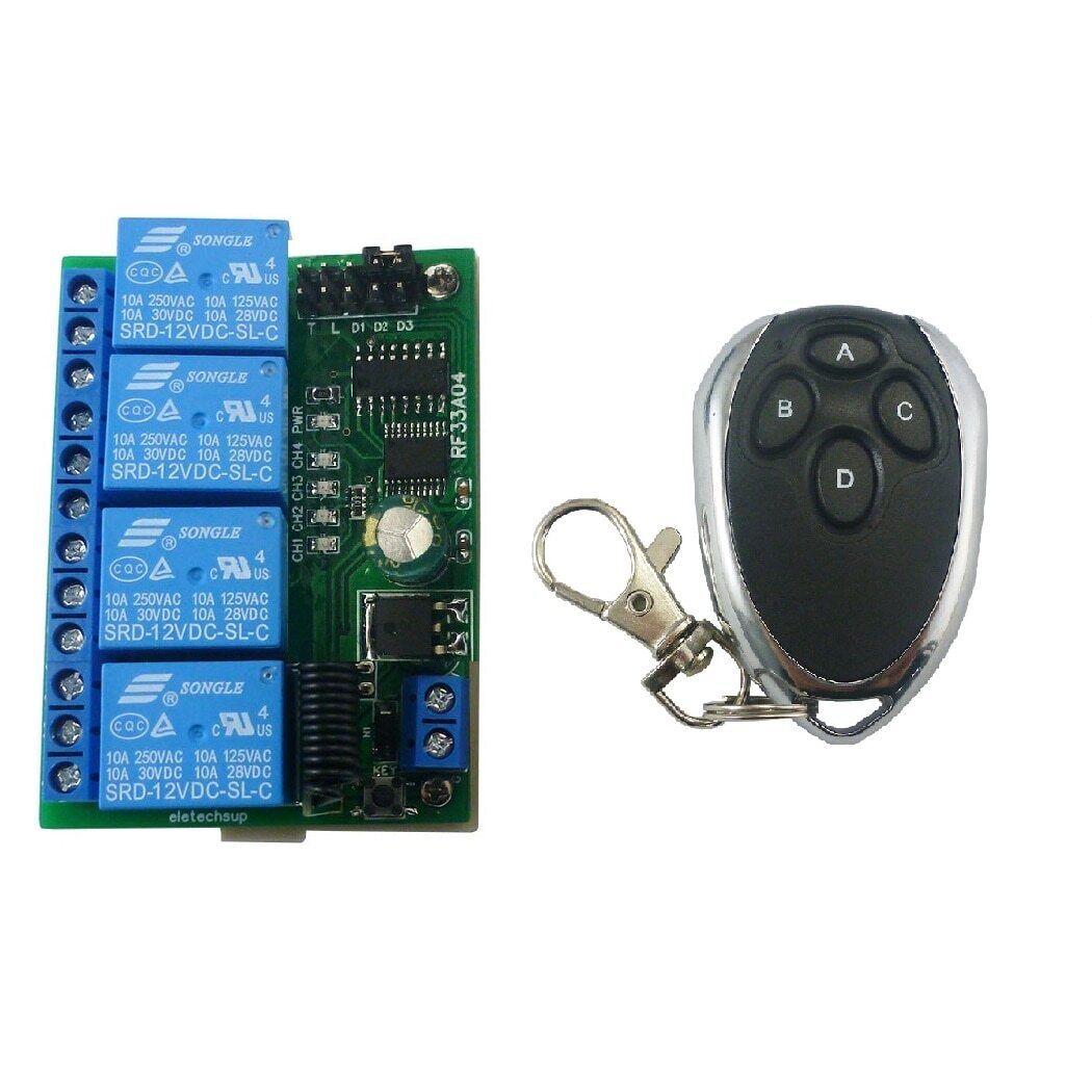 RF33A04 4 Channels RF Wireless HCS301 12V DC 433M RF Rolling Code Encoder Decoder Motor