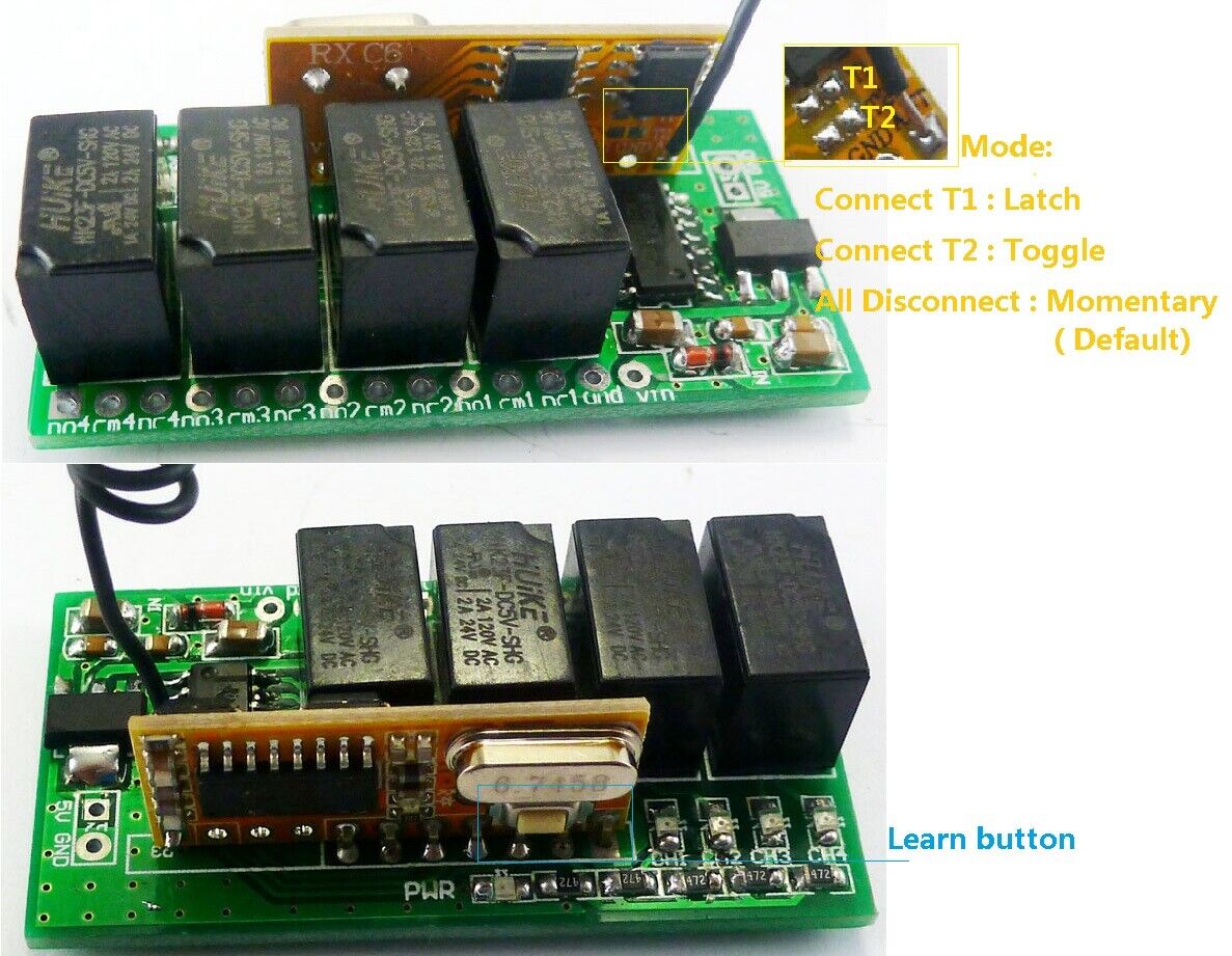 Mini DC 5V 12V 433M Wireless Controller RF Relay Switch for Arduno
