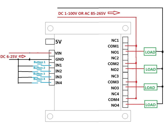 DC 5V 12V 24V 4CH Bluetooth Relay RF Remote control Switch for Apple IOS Android