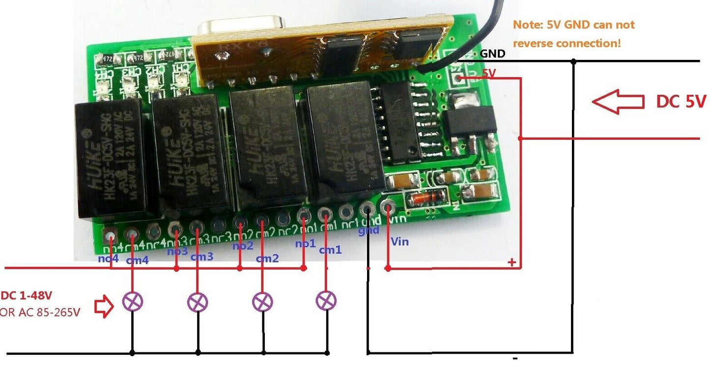 Mini DC 5V 12V 433M Wireless Controller RF Relay Switch for Arduno