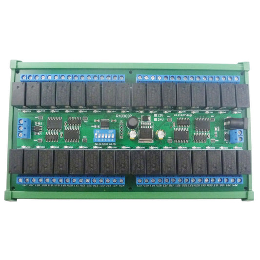 R4D3C32 Eletechsup DC 12V 24V 32Ch Modbus RTU RS485 Bus Relay UART Serial port DIN35 Rail