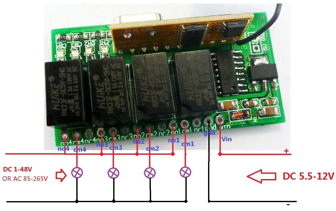 Mini DC 5V 12V 433M Wireless Controller RF Relay Switch for Arduno