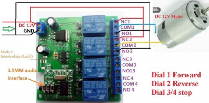 DC 12V 4CH DTMF Relay MT8870 Phone Voice Decoder Remote Controller Switch Module