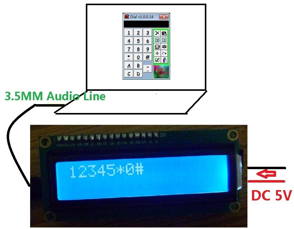 DTMF decoder with LCD Display MT8870 Audio Voice Module for Mobile phone key pad