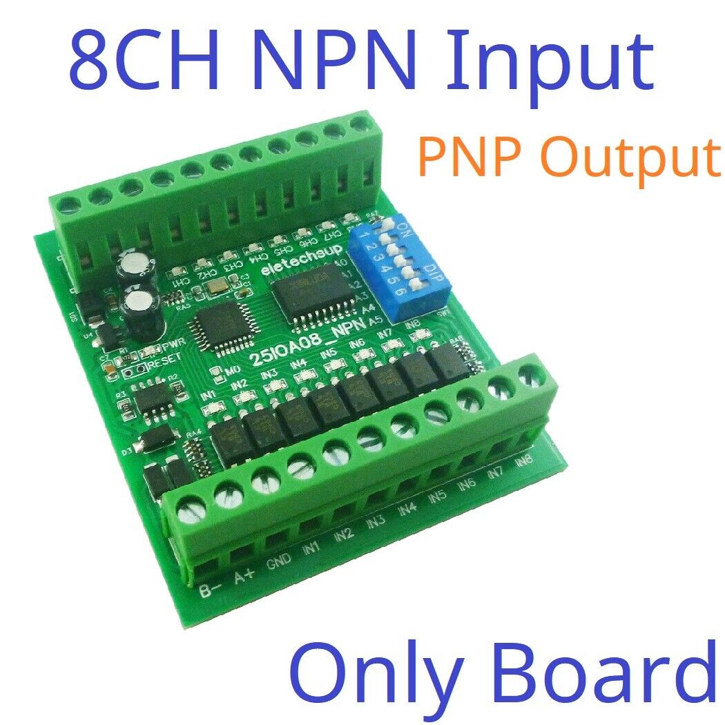 25IOA08 25IOB16 25IOC32 8-32 DI-DO PNP to PNP RS485 Modbus Rtu Remote IO Module DC 12-24V 300MA DMOS PNP