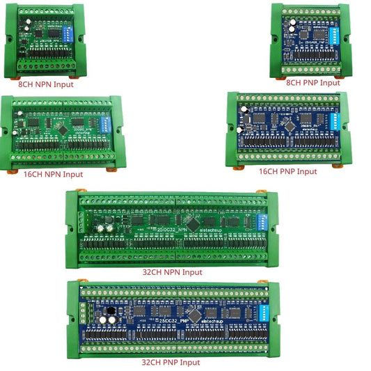 25IOA08 25IOB16 25IOC32 8-32 DI-DO PNP to PNP RS485 Modbus Rtu Remote IO Module DC 12-24V 300MA DMOS PNP