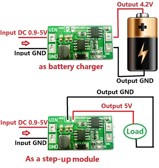 DD05CRTA Max 1000mA DC1.5V 3V 3.3V 3.7V to 4.2V 5V Lithium Battery Power Charging Board