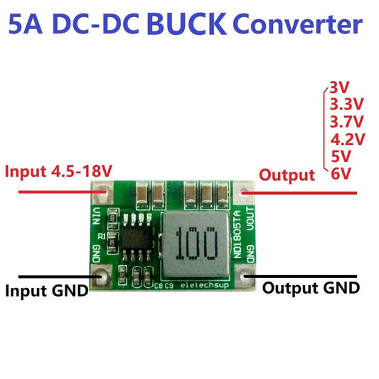 ND1805TA 5A DCDC Converter Step-Down Buck Module 4.5-18V to 3V 3.3V 3.7V 4.2V 5V 6V