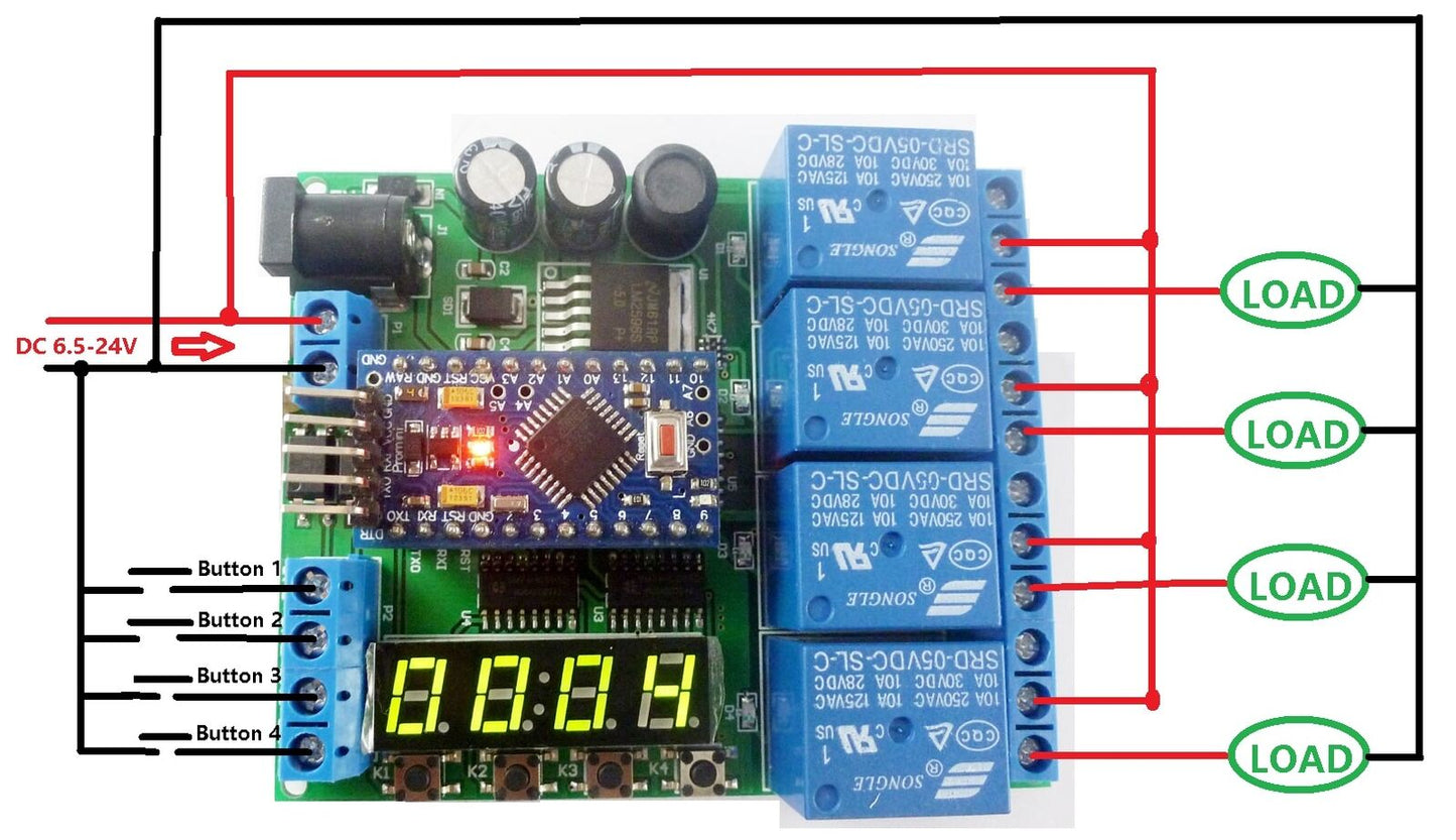 IO22C04 4CH 4 Bit LED Pro mini PLC for Arduino Cycle Delay Time Switch Control