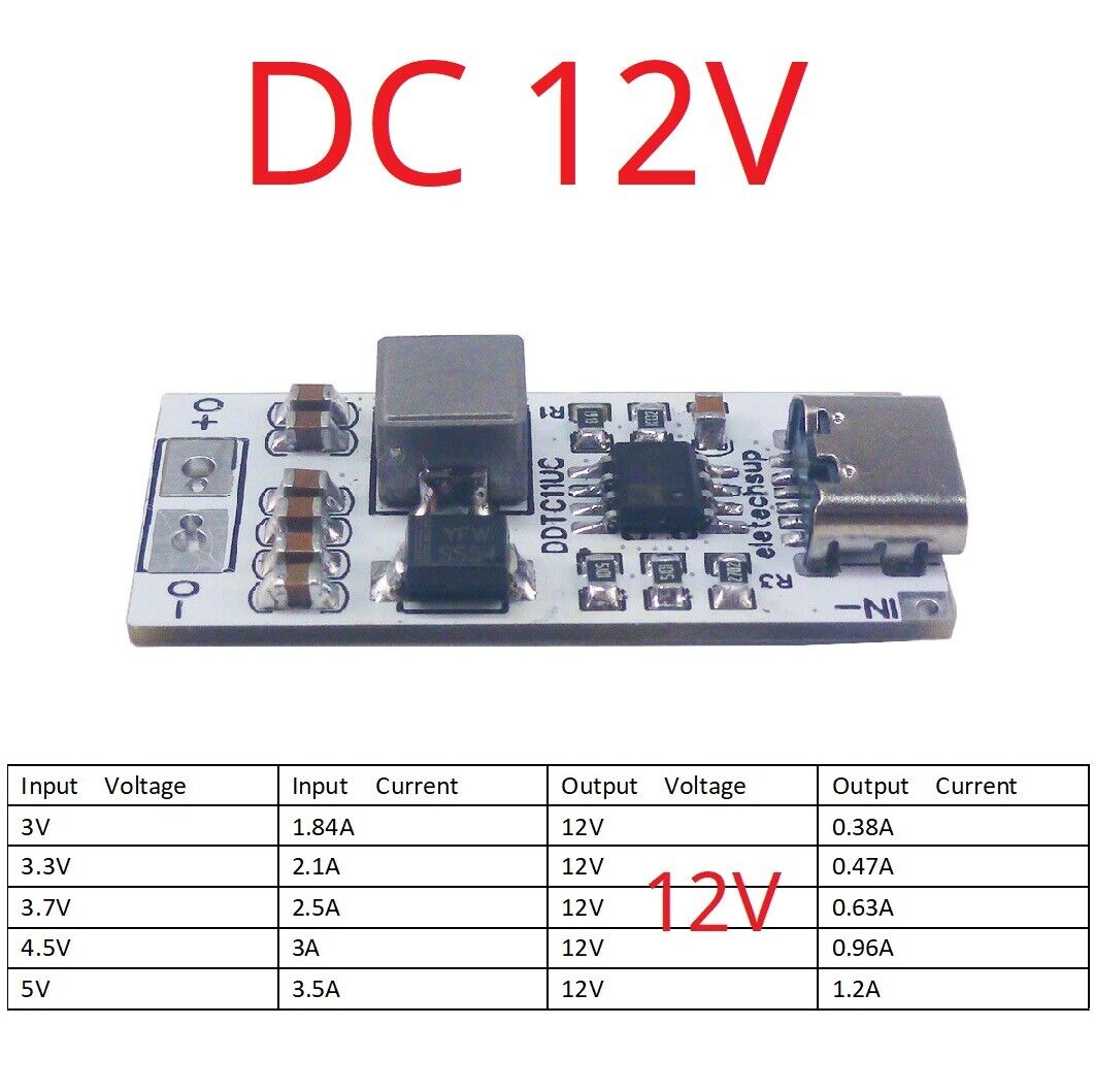 DDTC11UC 3.5A USB C TYPE-C to DC 6V 8.4V 9V 12V Step-Up DC-DC Boost Converter Power Suppl