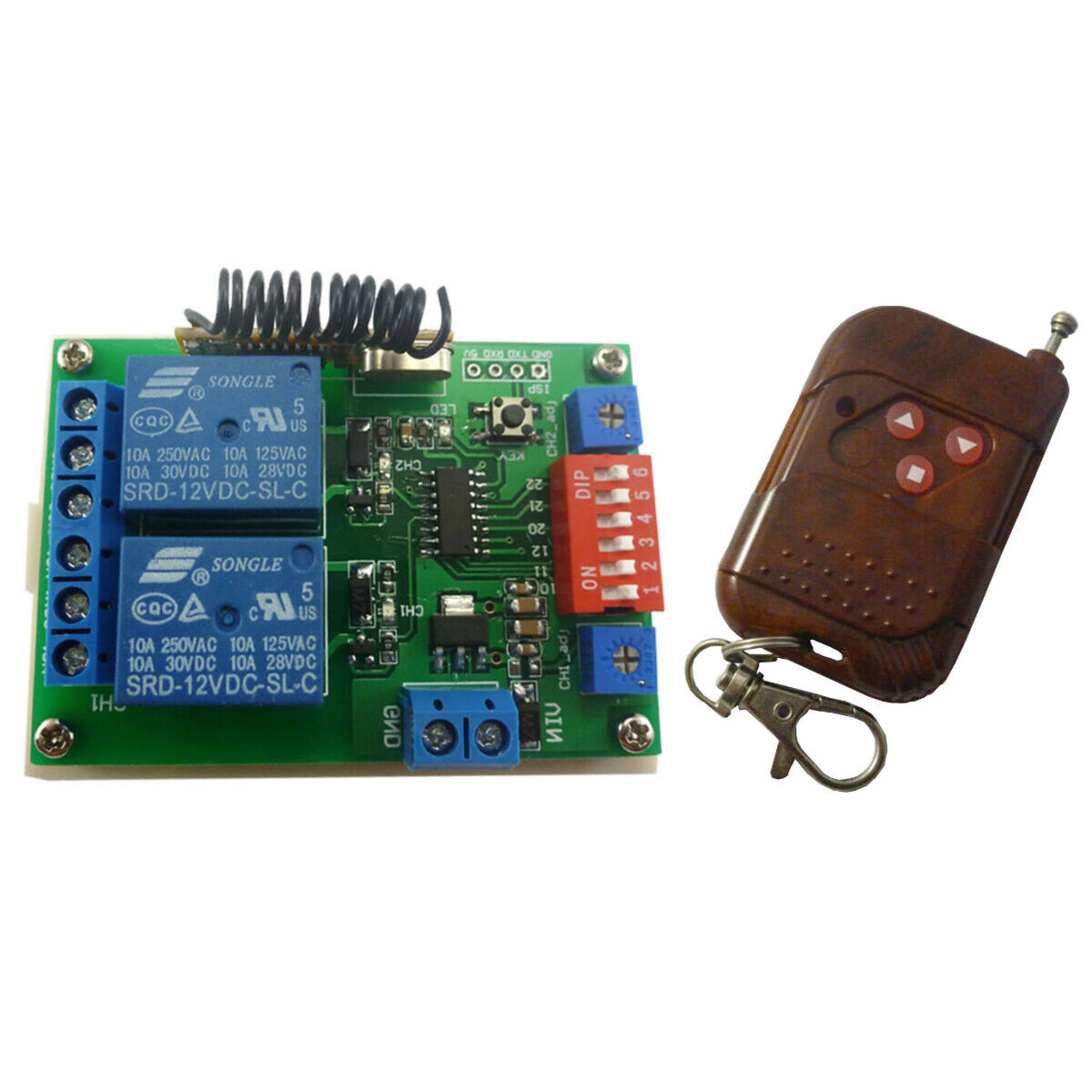 CE029A DC12V ASK RF Wireless Delay Relay timer & 3 Button EV1527 Remote Controlle
