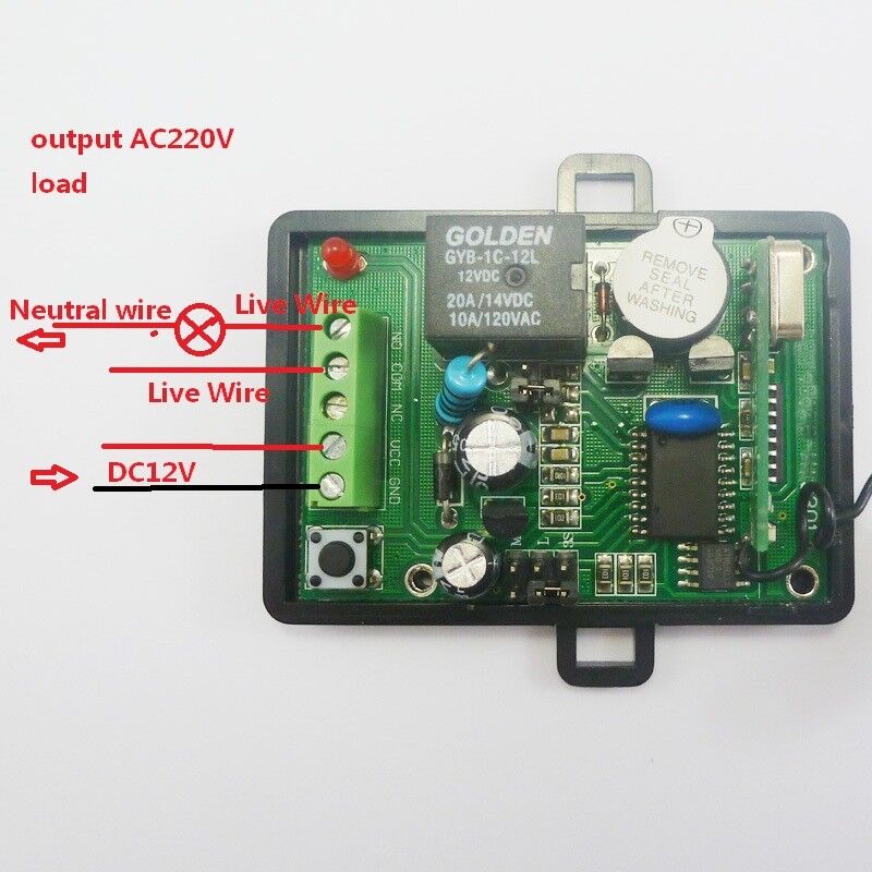 DC24V 1 Channel RF Wireless Remotes 433MHZ Rolling Code HCS301 Relay Receiver