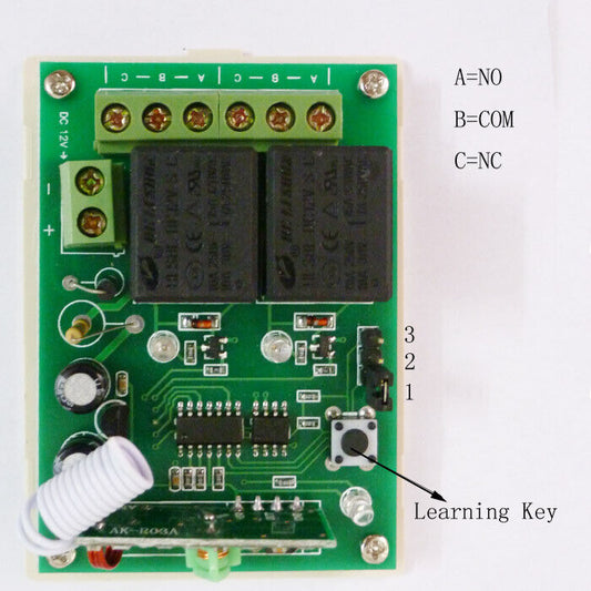 AK019 4 Buttons Remote Controls 2 PCS 2 CH RF Wireless Receiver DC12V 433.92MHz EV1527