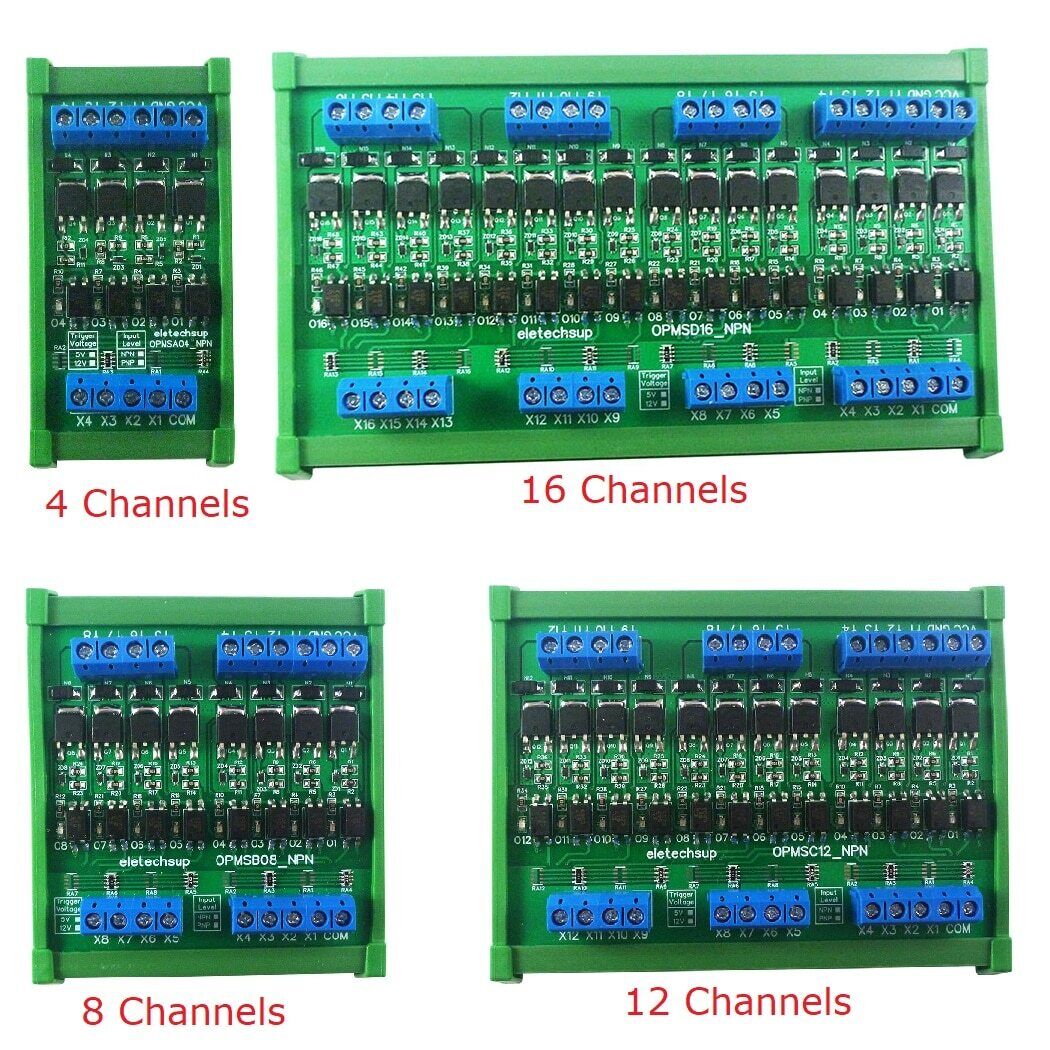 OPMSA04 OPMSB08 OPMSC12 OPMSD16 4-16CH 3.3V-24V Digital Logic 5A MOS Solid State NPN PNP PLC Signal Amplifier