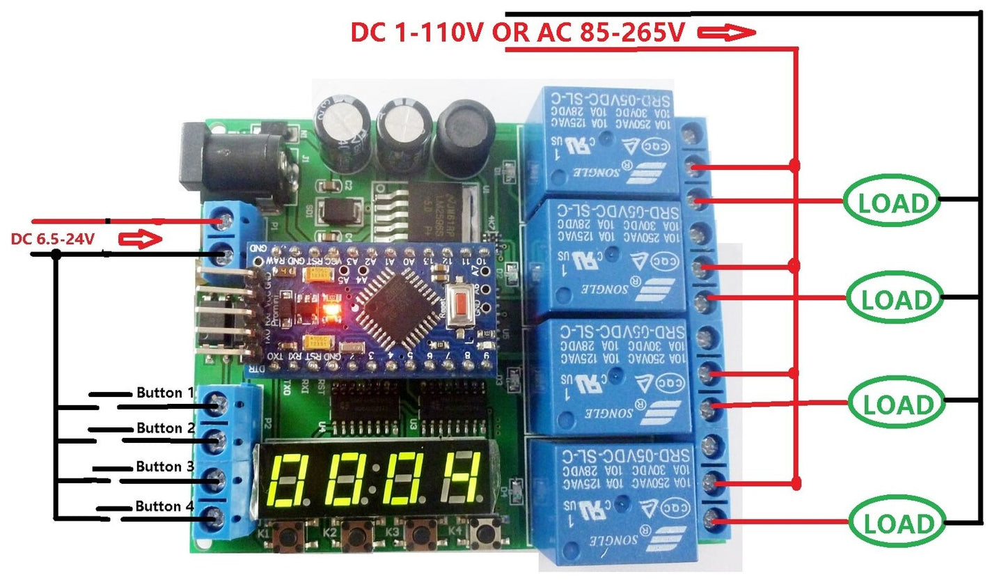 IO22C04 4CH 4 Bit LED Pro mini PLC for Arduino Cycle Delay Time Switch Control
