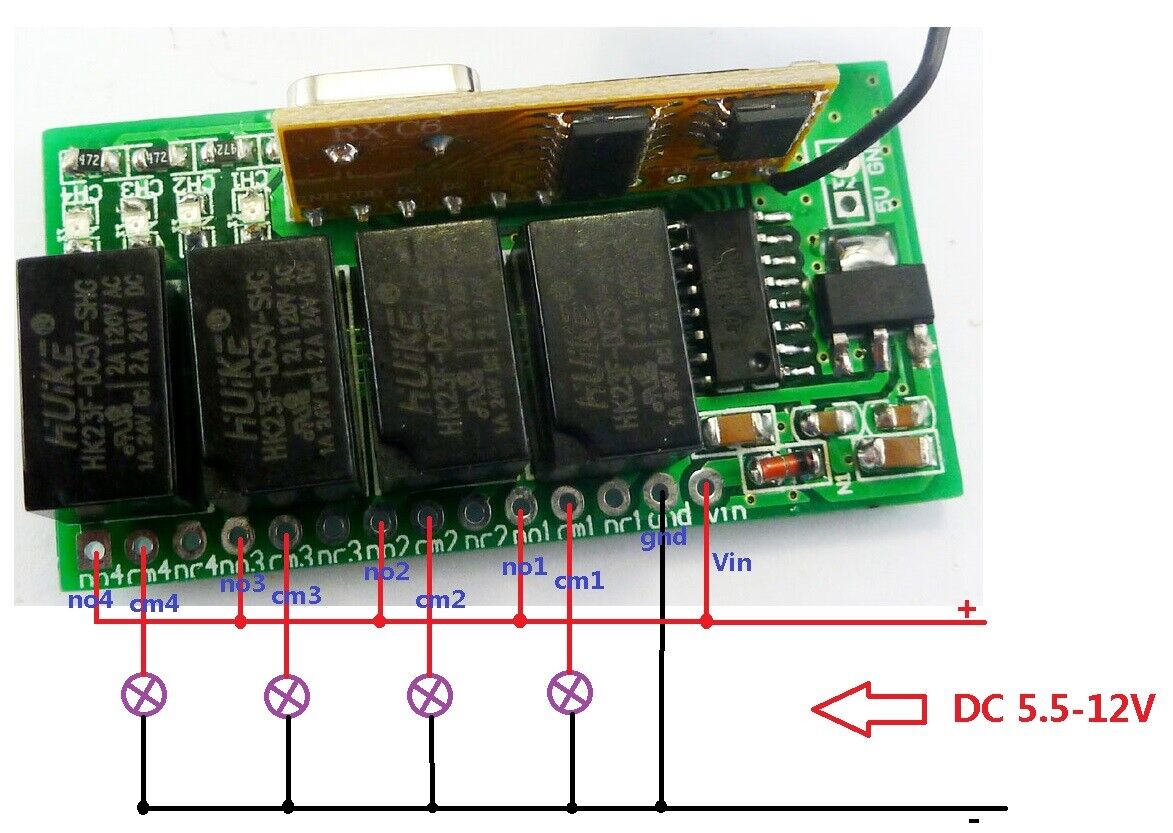 Mini DC 5V 12V 433M Wireless Controller RF Relay Switch for Arduno