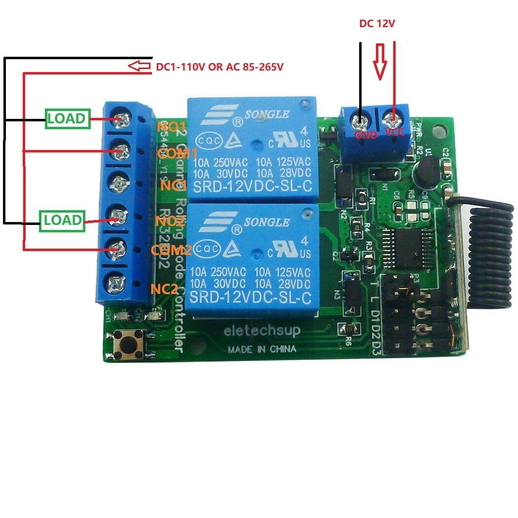 RF32B02 2 to 1 DC 12V RKE Secure Remote Keyless Entry System Remote Controller Hopping C