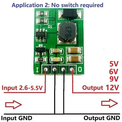 DDEN12MA with Enable ON/OFF DC-DC 3V 3.3V 3.7V 4.2V 5V to 5V 6V 9V 12V Step-up