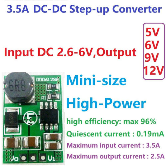 DD0612SA 3.5A DC-DC Step-up Boost Voltage Converter 3V 3.3V 3.7V to 5V 6V 9V 12V