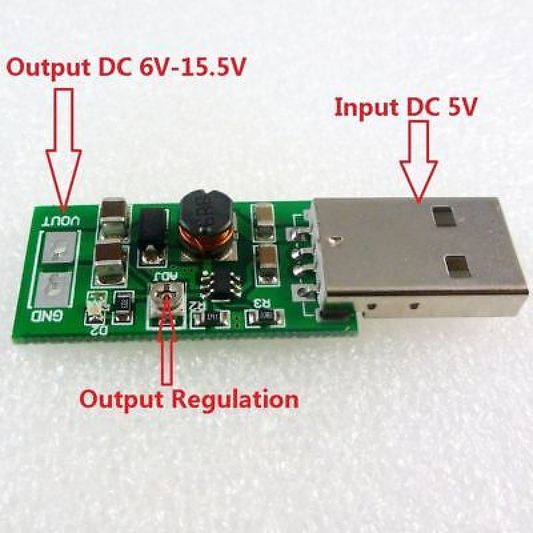 TB414 5V USB Input to 6-15V Adjustable Output DC DC Converter Step-up Boost Module