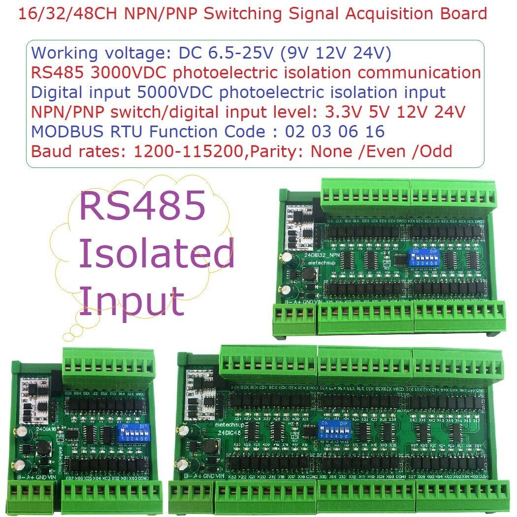 24DIA16 16/32/48CH DI NPN PNP Digital Switch PLC IO Expansion 3000VDC Optical