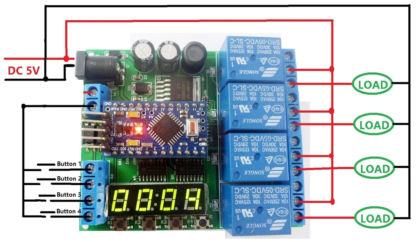 IO22C04 4CH 4 Bit LED Pro mini PLC for Arduino Cycle Delay Time Switch Control