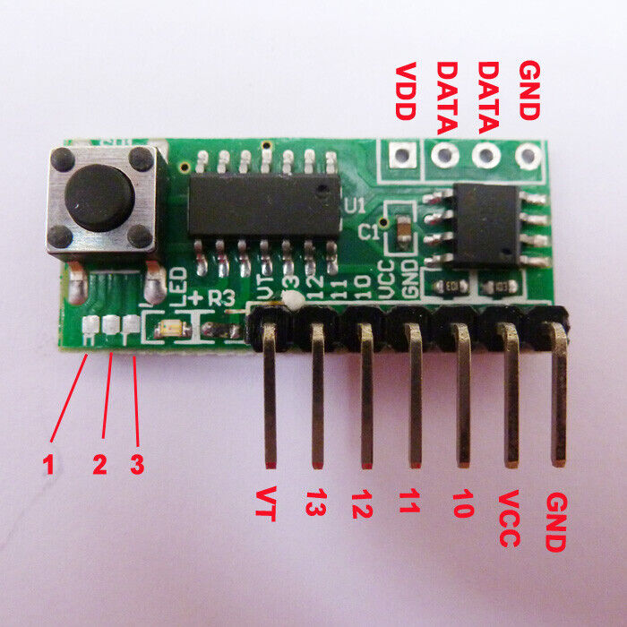 CJ020 4 Channels EV1527 PT2264 PT2262 PT2260 PT2264 SC2262 Fixed Code Decoder Modules