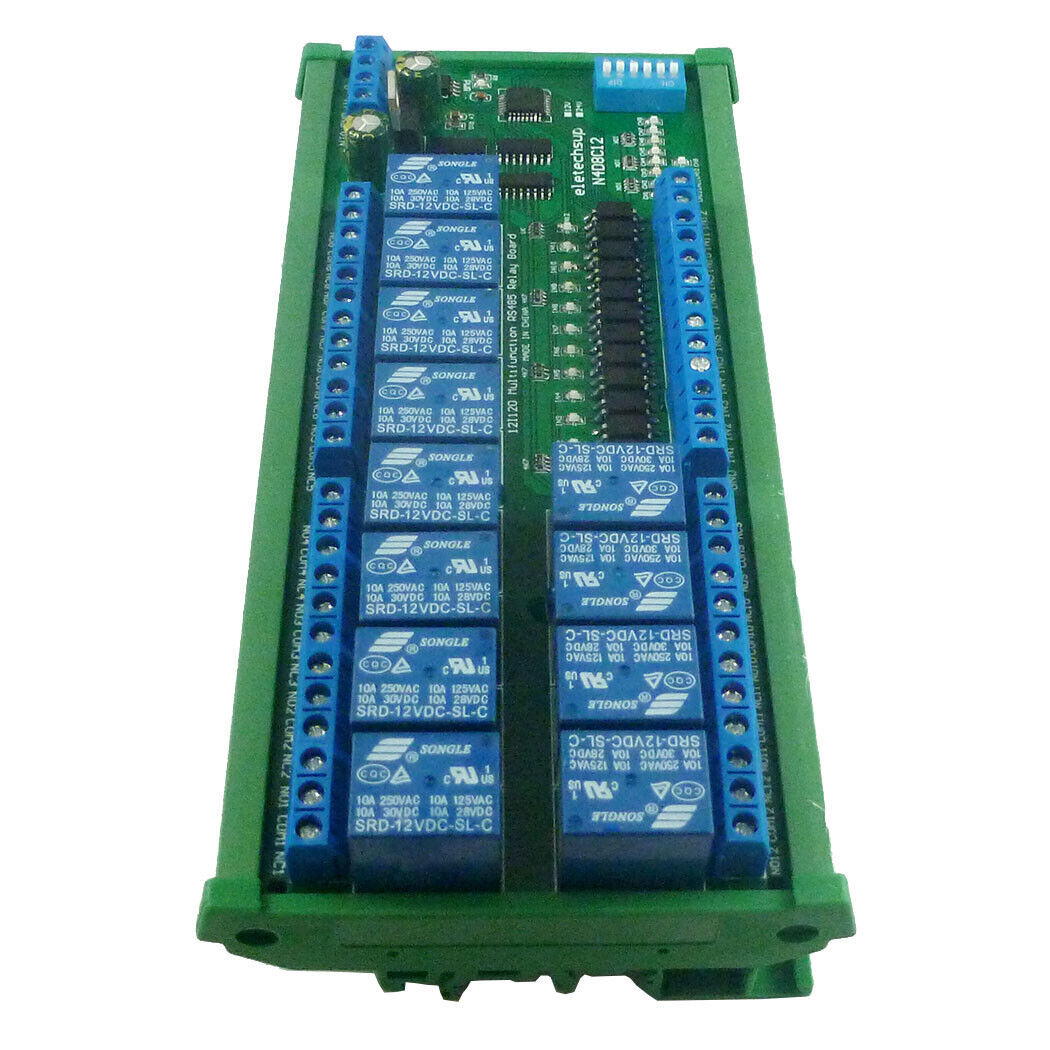 N4D8C12 12ch Digital IO UART RS485 Relay Module Modbus RTU DIN35 C45 Rail Box PLC PTZ