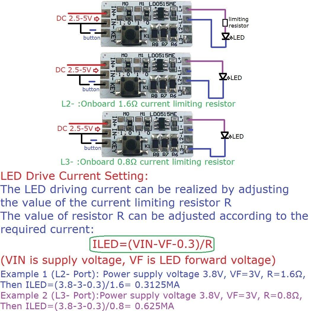 LD0515ME DC5V 1.2A Adjusted LED Driver Current ON OFF Trigger Flashlight SOS 3.7V Lithium