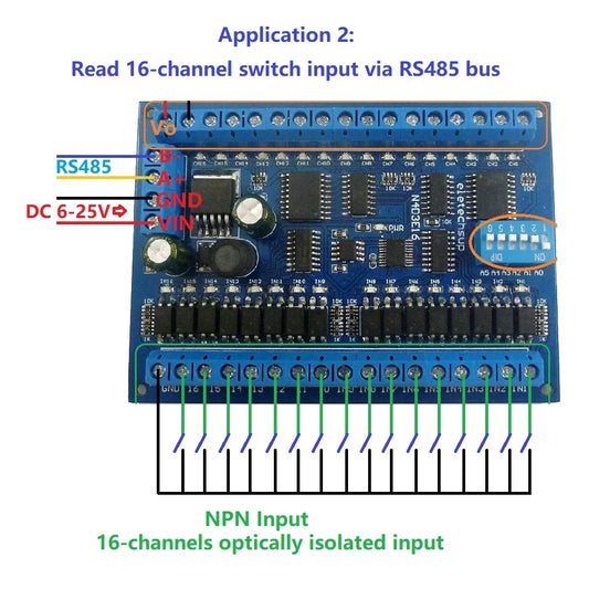 N4D3E16 DC 12V 24V 16 Input 16 Output RS485 Remote Control Switch PLC IO expansion Board 03 06 16 Modbus RTU Module