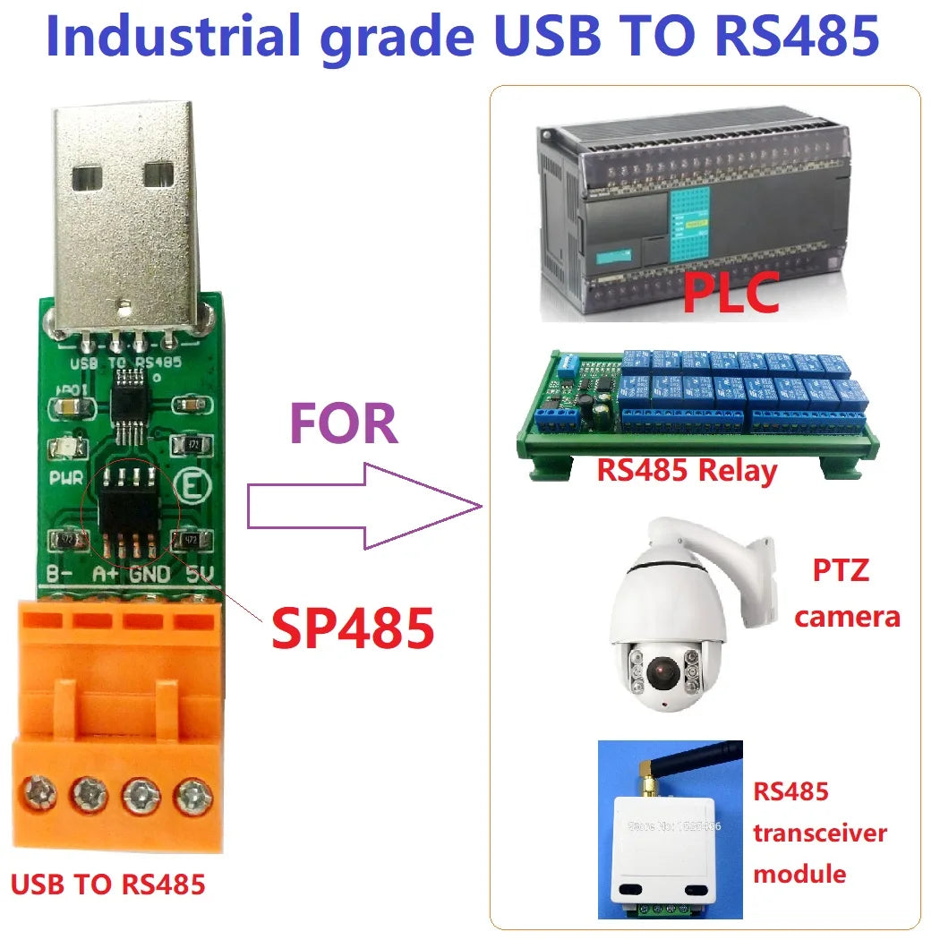 UD68B01 USB to RS485 Bus Converter Module CH340 Industrial grade IC SP485 for Arduiuo NANO PLC MCU Modbus Relay Board