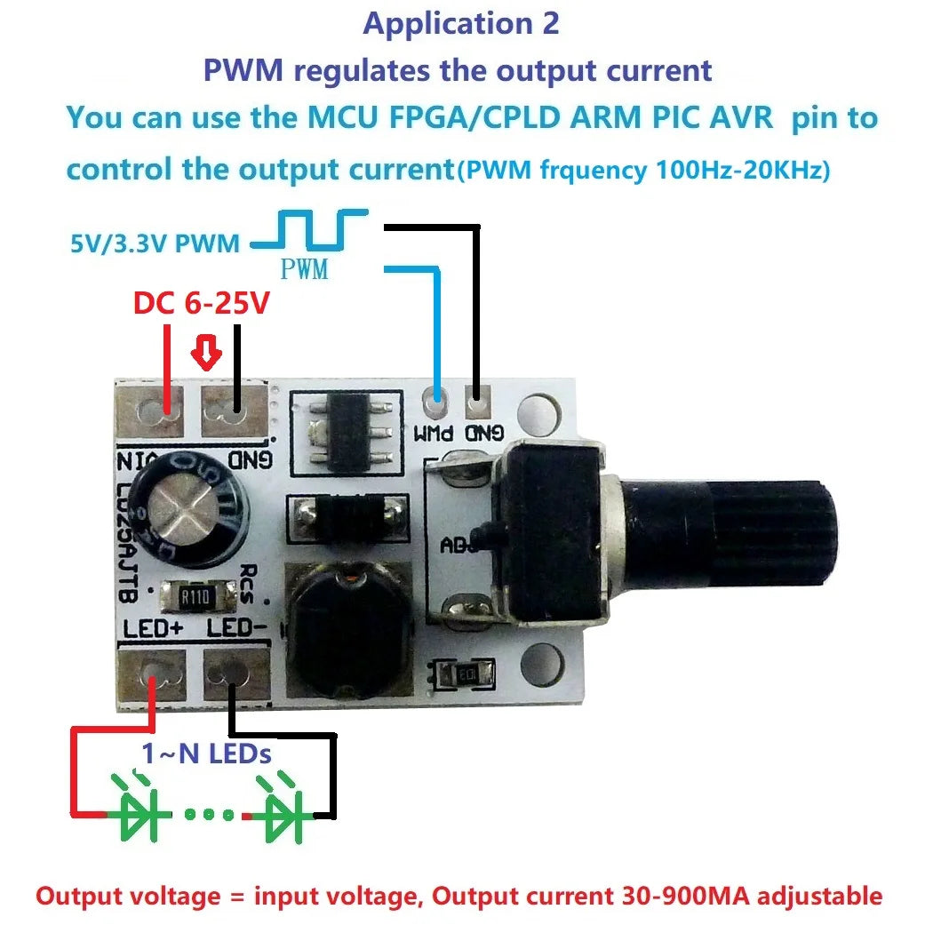 LD25AJTB DC 6-24V 20W Adjustable Brightness LED Driver PWM Controller DC-DC Step-down Constant Current Converter