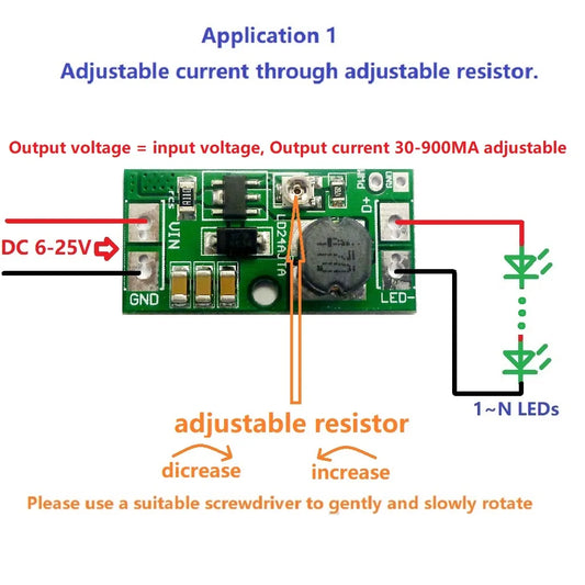 LD24AJTA DC 9V 12V 18V 24V 20W Adjustable LED Driver PWM Controller DC-DC Step-down Constant Current Converter