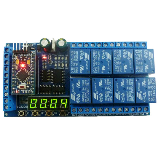 IO22D08 8ch DC 12V Pro mini Relay Shield Module PLC Board for Arduiuo MEGE2560 Delay Self-locking Interlock Timer Switch