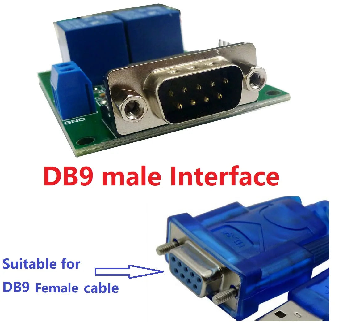 DB9 Female/Male RS232 UART Switch Board DC 12V 232 Relay Module for PLC LED Motor