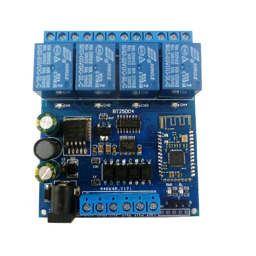 BT25D04 Smart Home Wireless Relay Switch for Apple iOS and Android Devices, DC 5-24V 4ch Bluetooth V4.0 BLE