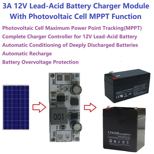 SDLA12TA MPPT Solar Panel Controller Charging Module for 12V 1-1000AH Lead Acid Battery UPS Storage battery car