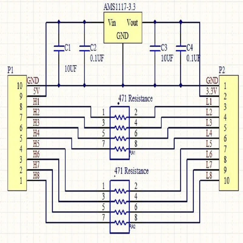 TB369 2 in 1 DC 5V to 3.3V Buck Setp-dowm AMS1117-3.3V LDO Voltage Regulator Module & Base Resistor TTL Logic Level Converter Board