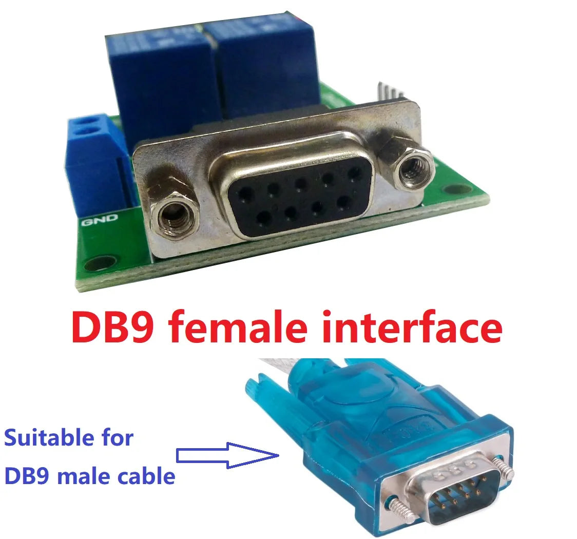 DB9 Female/Male RS232 UART Switch Board DC 12V 232 Relay Module for PLC LED Motor