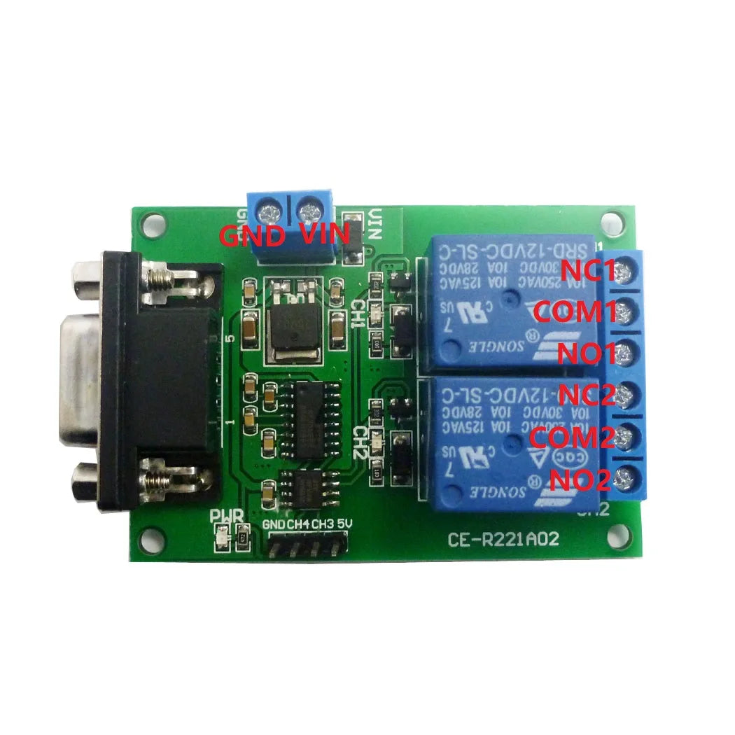 DB9 Female/Male RS232 UART Switch Board DC 12V 232 Relay Module for PLC LED Motor