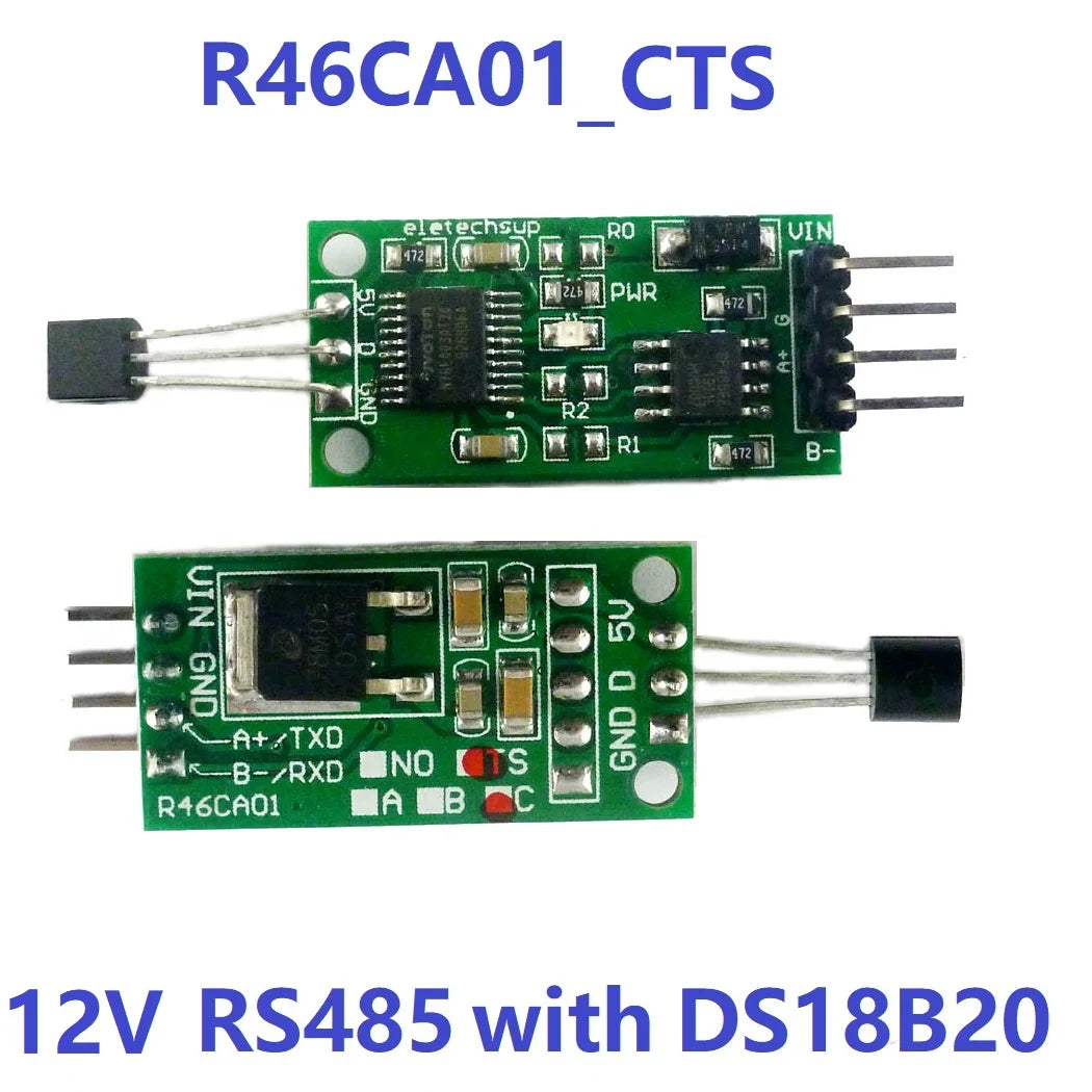 R46CA01 DS18B20 RS485 RS232 TTL Com UART Temperature Acquisition Sensor Modbus RTU for Arduiuo PC PLC MCU