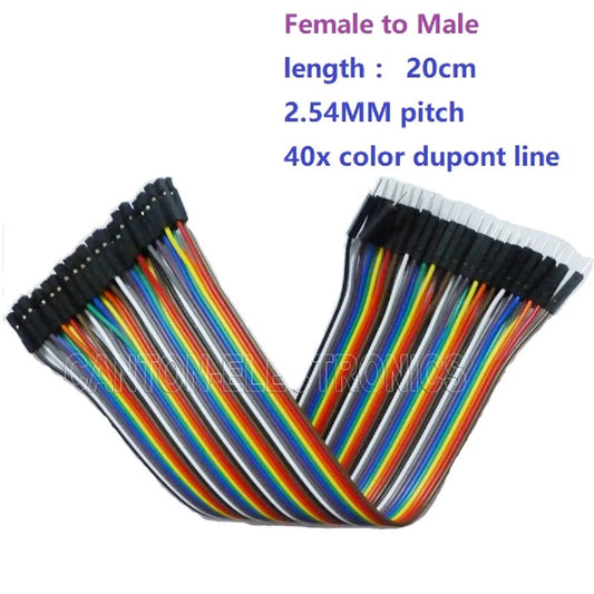 TB028 40 Roots 1 Row Colourful Wire Jumper Wire 2.54mm 1P-1P Compatible-Dupont Cable for Arduiuo MEGA PRO MINI FPGA CPLD