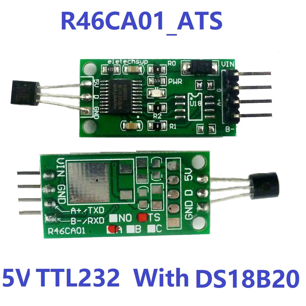 R46CA01 DS18B20 RS485 RS232 TTL Com UART Temperature Acquisition Sensor Modbus RTU for Arduiuo PC PLC MCU