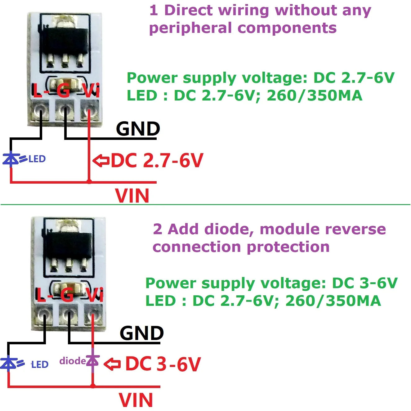 LDC350MA Ultra-small DC 3V 3.3V 3.7V 5V 260/350mA Constant Sink Current Multifunction LED Driver Board Parallel & series applications