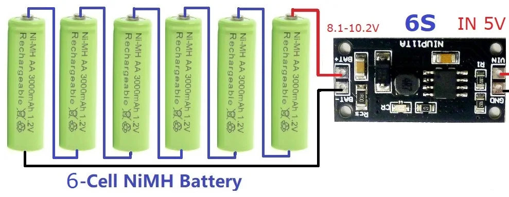 NIUP11TA 1-8s 1.2V-9.6V NiMH NiCd Rechargeable Battery Charger Charging Module Board Input DC 5V